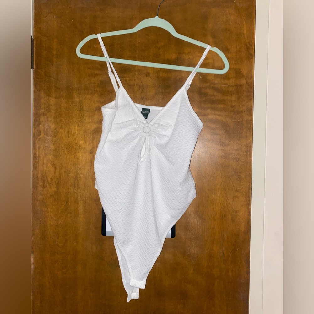 White one piece top size is medium.